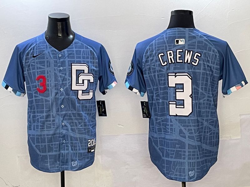 Men Washington Nationals #3 Crews Blue Joint Name Nike 2025 MLB Jersey style 2->washington nationals->MLB Jersey